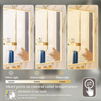 55x32 Inch LED Bathroom Mirror, Gold Metal Framed Lighted Mirror for Bathroom, Wall Mouted LED Vanity Mirror with Lights, 3 Colors and Stepless Dimmable, Anti-Fog, Memory