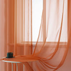 DUALIFE Burnt Orange Sheer Curtains 63 Inch Length for Bedroom 2 Panels Elegant Grommet Top Drapes Terracotta Sheer Curtain Panels for Living Room 52x63 Inches Long Rust