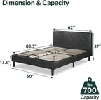 ZINUS Jade Faux Leather Upholstered Platform Bed Frame, Mattress Foundation with Wood Slat Support, No Box Spring Needed, Easy Assembly, Queen