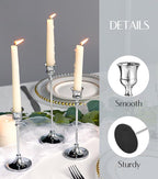 Candlestick Holders Taper Candle Holders, Set of 3 Silver Candle Holder Set, Vintage Table Centerpiece for Wedding Christmas Holiday
