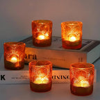 Woho 24pcs Amber Votive Candle Holders, Glass Tea Lights Candle Holder for Wedding Table Centerpiece, Vintage Tealight Candle Holder Decor for Anniversary, Bridal Shower Christmas Party