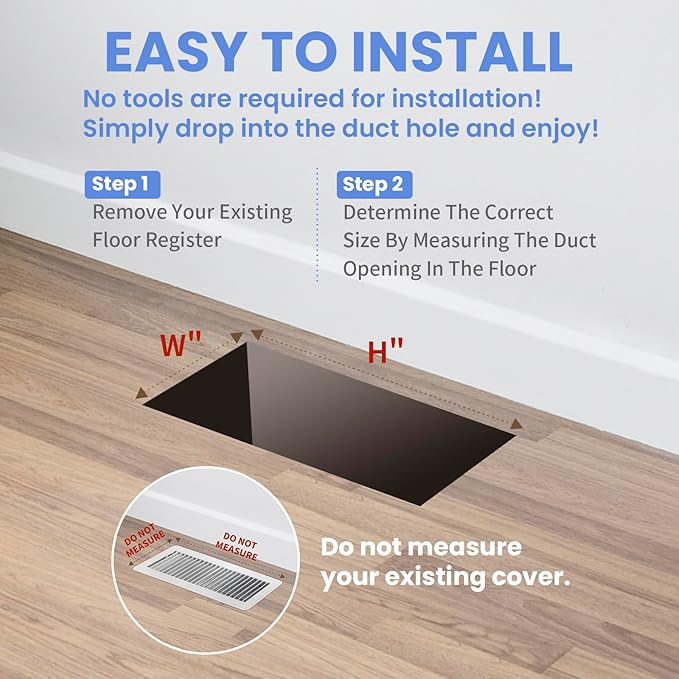 4x8 Inches Heavy Duty Walkable Floor Register - Easy Adjust Air Supply Lever Decorative Floor Vent Covers, Boston Design Vent Covers for Home - Satin Nickel