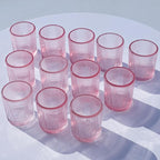 VOHO Pink Candle Holder Set of 12, Ribbed Votive Candle Holders for Pink Room Decor, Tealight Candle Holder Romantic Gifts for Valentine Christmas Decorations(2.1'' x 2.6'')