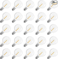 Meconard G40 1.57 Inch Led Replacement Light Bulbs, E12 Screw Base Shatterproof LED Small Globe Light Bulbs for Outdoor String Lights, 1Watt Equvalent to 5 Watt Incandescent Bulbs, Warm White, 25Pack