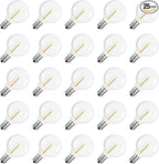 Meconard G40 1.57 Inch Led Replacement Light Bulbs, E12 Screw Base Shatterproof LED Small Globe Light Bulbs for Outdoor String Lights, 1Watt Equvalent to 5 Watt Incandescent Bulbs, Warm White, 25Pack