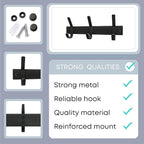 Matte Black Small Coat Rack Wall Mount – 9 Inch Stainless Steel Hook Rail with 3 Double Coat Hooks – Wall Mounted Entryway Organizer for Coats, Hats, Bags, Towels, Robes, Closet or Bathroom - 2 Pack
