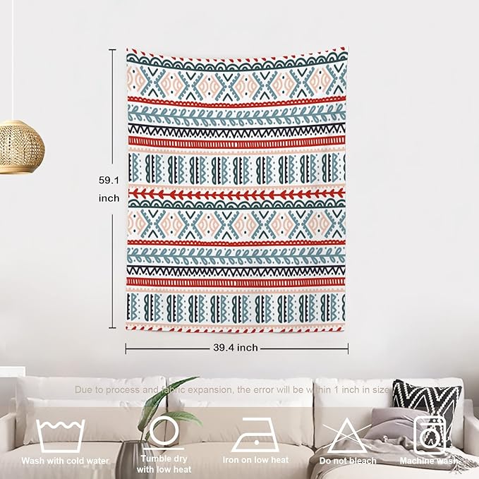 Batmerry Beige Abstract Stripe Tapestry, Wall Art Hanging Decoration Polyester Fiber White Ruffled Around for Dorm Room Bedroom Living Room, 59.1x39.4 inches