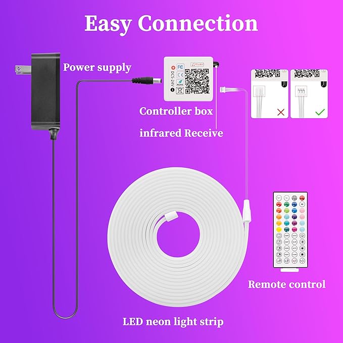 RIYO Neon Rope Lights, 20Ft RGB LED Strip Lights - App & Remote Control, Music Sync, IP67 Waterproof, Flexible Cuttable Neon Lights for Bedroom, Gaming, Party, Outdoor Decor, Multiple Modes