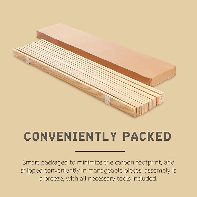 Hercules Bed Support Slats, Heavy-Duty Solid Pine Wood Bunkie Board, Xtreme, Queen Size - Wooden Mattress Frame and Platform - Easy Assembly for Beds