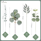 Serwalin 100pcs Artificial Mixed Eucalyptus Stems Leaveas Bulk, 4Kinds Fake Grennery Silver Dollar Eucalyptus Leaves Picks,Faux Greenry Stems Sprays for DIY Bouquets Floral Arrangement Home Decor