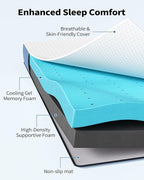 PERLECARE 3 Inch Firm Mattress Topper Full Size, Cooling Gel-Infused & Bamboo Charcoal Memory Foam Bed Topper for Pressure Relief, High-Density Mattress Pad with Removable Cover, CertiPUR-US Certified