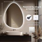 LED Light Bathroom Mirror 24x32, Stepless Dimmable Irregular LED Mirror with 3 Colors, Anti-Fog, Memory, Al-Alloy Lampshade, Frameless Makeup Mirror for Bathroom (Horizontal/Vertical)