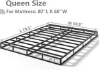 Qingzhou 5 Inch Box Spring for Queen Bed, Heavy Duty Metal Mattress Foundation, 3000 lbs Capacity, Low Profile Bed Base, Noise-Free, Easy Assembly, Fabric Cover
