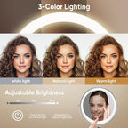 FASCINATE Rechargeable Wall Mounted Makeup Mirror with Lights and Magnification, 8 Inch Double Sided 1X 10X Magnifying Bathroom Mirror with 3 Color Lights & 360° Rotation Vanity Mirror - Chrome