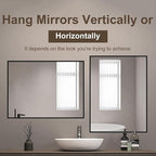 24" x 32" Black Metal Framed Bathroom Mirror - Rounded Rectangle Matte Black Vanity Mirror, Anti-Rust Tempered Glass, Farmhouse Style Wall Mirror, Horizontal/Vertical Hanging