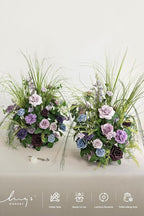 Ling's moment 41" Tall Fall Free Standing Artificial Flowers Arrangements 2pcs Wedding Aisle Runner Chair Decoration Fake Sage Purple for Arch Entryway Ceremony Reception Church Rose Floral Party
