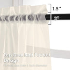 OVZME Cream Sheer Curtains 96 Inches Long 2 Panels - Soft Light Filtering Window Sheer Panels for Living Room/Bedroom, Top Dual Rod Pocket, 1 Pair, Each 42Wx84L Inches