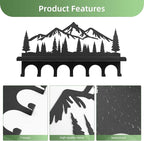 Wall Mounted Mountain Key & Mail Holder with Shelf | Metal Key Organizer with 2 in 1 Key Hooks for Entryway, Hallway, Office