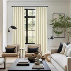KangBang 100% Blackout Patio Door Curtains 84 Inch Wide, Pinch Pleat Modern Curtains for Cottage High Ceiling with Hooks, Faux Linen Textured Drapes Back Tab Rod Pocket 2 Panels,84Wx108L, Cream