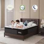 Queen Mattress, 14 Inch Hybrid Mattresses Eurotop with Gel Memory Foam,Motion Isolation Individually Wrapped Pocket Coils Breathable Comfort Soft Pressure Relief 100 Night Trial