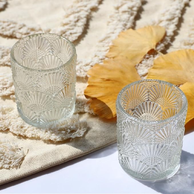 Woho 12Pcs Clear Votive Candle Holders Glass, Glass Tealight Candle Holder for Table Centerpiece, Vintage Tea Lights Candle Holder Decor for Wedding Table, Birthday Christmas Party