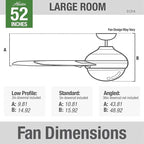 Hunter 51314 Aerodyne Ceiling Fan 52 inches Matte Black