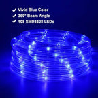 Blue LED Lights, 16ft Rope Lights, Connectable and Flexible Blue Strip Lighting, High Brightness 3528 LEDs with Clear PVC Jacket, Waterproof Weatherproof for Indoor Outdoor Use