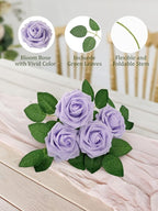 MACTING Artificial Lavender Flowers 30PCS Real Touch Fake Flowers with Stem Soft Foam Roses DIY Wedding Bouquet Boutonniere Table Centerpieces Party Spring Summer Home Decor