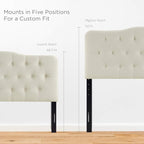 Modway Annabel Tufted Button Linen Fabric Upholstered Full Headboard in Ivory