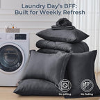 HEVUMYI King Comforter Set - 7-Piece All Season Bed in a Bag King, Ultra Soft Bedding Set with Comforter, Flat Sheet, Fitted Sheet, Pillowcases, Pillow Shams, Dark Grey