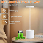 Cordless Table Lamp – 2 Pack Rechargeable Table Lamps, 5000mAh Battery Operated Lamp with 3-Color Dimmable Light, Outdoor Table Lamp for Bedroom, Restaurant, Patio, Home Décor (White)