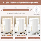 CHARMAID Vanity Desk with Mirror and Lights, Makeup Vanity Table with 5 Storage Drawers, 3 Color Lighting Modes, Adjustable Brightness, Modern Bedroom Dressing Table with Vanity Stool, White