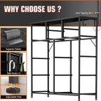 Dresser for Bedroom with 10 Drawers, Chest of Drawers with Side Pockets, Hooks, Wooden Top and Sturdy Metal Frame, Fabric Dresser Drawers for Living Room, Hallway (Black Wood Veins)