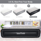 InnoTruth Raised Air Mattress with Built-in Pump,18in Elevated Inflatable Mattress with Carrying Bag for Home and Camping, Twin Size Blow Up Bed，Black