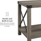 Walker Edison Sedalia Modern Farmhouse Metal X Side Table, 18 Inch, Stone Grey