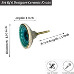 Perilla Home Set of 6 Ceramic Knobs Decorative Round Knobs for Home Kitchen Cabinet Vintage Hardware Cupboard Door Dresser Wardrobe Drawer Pulls (Turquoise)