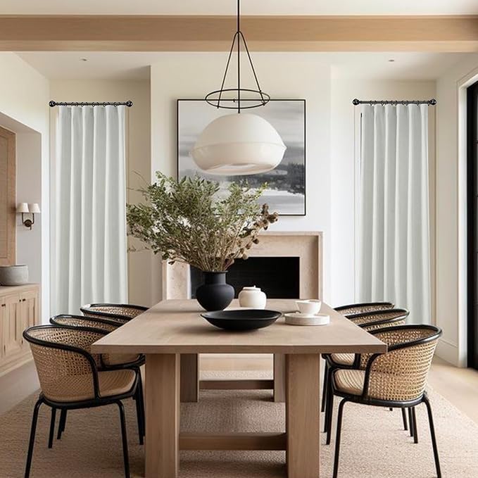 KangBang Light Grey Blackout Curtains 96 Inches Long, Thermal Insulated Sun Blocking Linen Curtains for Living Room, Back Tab Hook Belt Pleated Neutral Drapes for Cottage Urban(52Wx96L,2 Panels)