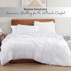LANE LINEN 100% Organic Cotton Queen Bed Sheet, Fade Resistant Printed Cotton Sheets Low Pill Soft & Comfy Machine Washable Queen Size Deep Pockets Fits Upto 15" - Windowpane