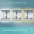 Wall-Mounted LED Square Bathroom Mirror, Makeup Mirror (36 inches x 30 inches,) 3 Color Stepless Dimmable Memory Bathroom Vanity Mirror with Lights CRI90+ 3000~6400K Smart Mirror with Touch
