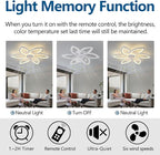 Ceiling Fan with Lights Remote Control, White Flower Ceiling Fan with Light, 3 Light Color Modern Low Profile Flush Mount Ceiling Fan for Kitchen Bedroom Living Room
