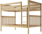 Max & Lily Full Over Full Bunk Bed with Ladder, Solid Wood Platform Bed Frame for Kids, 14" Safety Guardrails, Easy Assembly, No Box Spring Needed, Natural