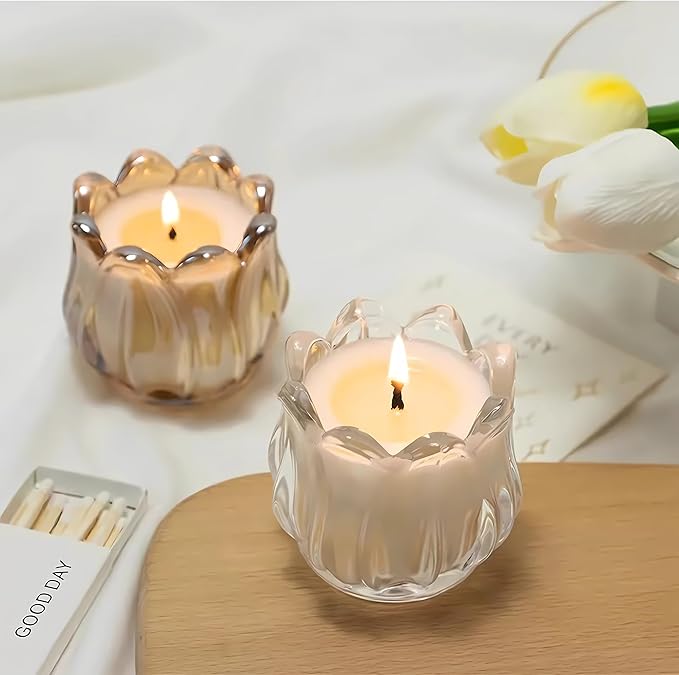 GOLDEAL 6Pcs Clear Votive Candle Holders,Clear Thick Glass Tea Light Candle Holder Bulk,Tealight Candle Jars for Wedding Table Decor,Party Supplies,Bridal Shower,Baby Shower,Tables Centerpieces