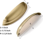 khtumeware 10 Pack 5" Gold Drawer Pulls Brushed Brass Cabinet Cup Pulls Kitchen Hardware Cabinet Handles Drawer Handles Knobs 5 inch Hole Center