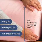 Full 6 Piece Sheet Set - Comfy Breathable & Cooling - Ultra-Soft Hotel Luxury Bedding Set with 8-16 Inch Deep Pockets - 1 Flat & 1 Fitted Sheet & 4 Pillowcases - Wrinkle Free & Easy Care - Baby Pink