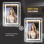 LOAAO 20"x28" LED Mirror for Bathroom, Lighted Bathroom Mirror with Lights, Anti-Fog, Dimmable, Memory Function, Easy to Install, Clear Reflection