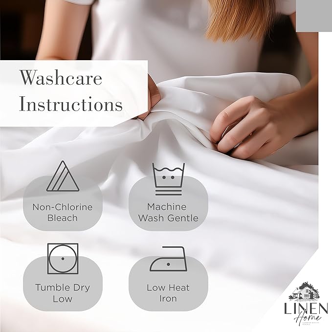 Linen Home 100% Cotton Printed Percale Sheets California King Size, Deep Pocket, 4 Pieces Set - 1 Flat, 1 Deep Pocket Fitted Sheet and 2 Pillowcases, Crisp Cool Bed Linen, Grey Botanical Floral