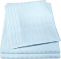 Dobby Stripe Queen Sheets - 6 Piece 1500 Supreme Collection Fine Brushed Microfiber Deep Pocket Queen Sheet Set Bedding - 2 Extra Pillow Cases, Great Value, Queen, Dobby Light Blue