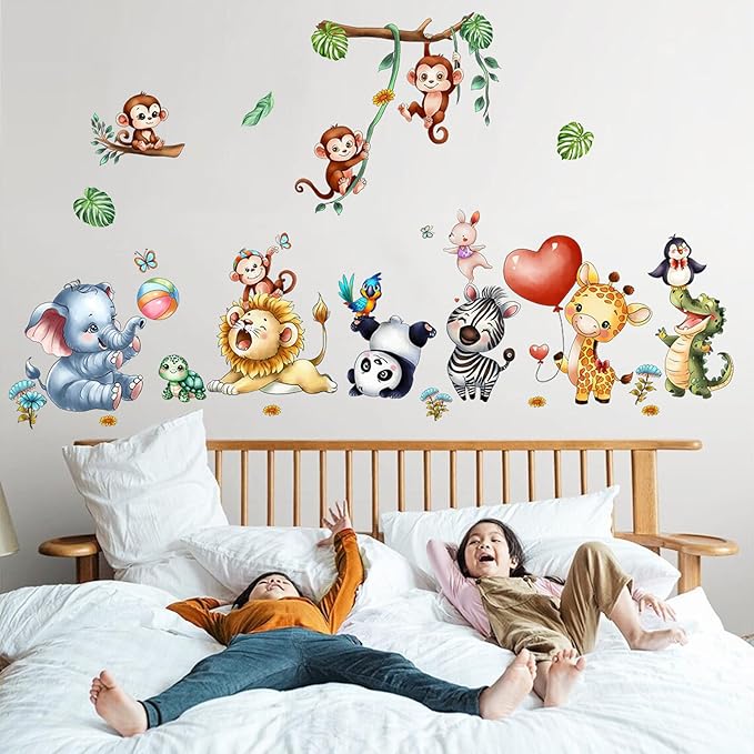 Animal Wall Stickers Cute Wall Decals Kid Room Nursery Baby Bedroom Décor (Happy Dancing Animals)
