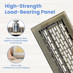 4x8 Inches Heavy Duty Walkable Floor Register - Easy Adjust Air Supply Lever Decorative Floor Vent Covers, Boston Design Vent Covers for Home - Antique Brass