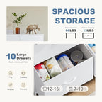 DUMOS Dresser for Bedroom, 10 Storage Drawers, Wide Fabric Closet Chests Organizer Tower Furniture with Wooden Top Metal Frame for Clothes, Guest Room, Living Room, Hallway, Entryway